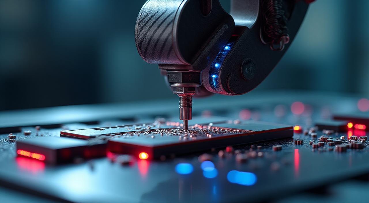 Nærbilde av en avansert industriell robotarm i arbeid